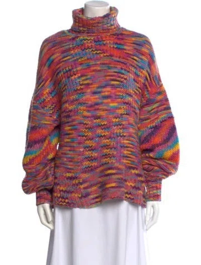 Pre-owned Staud Striped Turtleneck Sweater In Pink