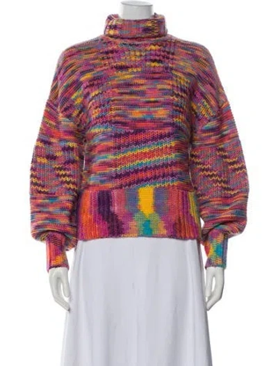 Pre-owned Staud Striped Turtleneck Sweater In Purple