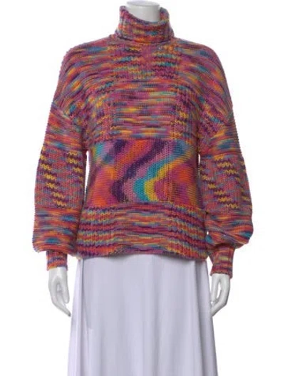 Pre-owned Staud Striped Turtleneck Sweater In Purple