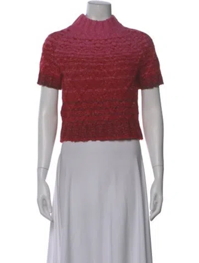 Pre-owned Staud Striped Turtleneck Sweater In Red