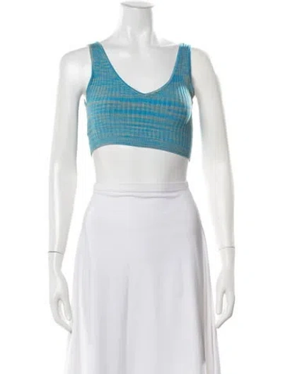 Pre-owned Staud Striped V-neck Crop Top In Multi