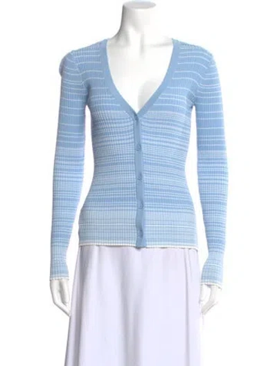 Pre-owned Staud Striped V-neck Sweater In Blue