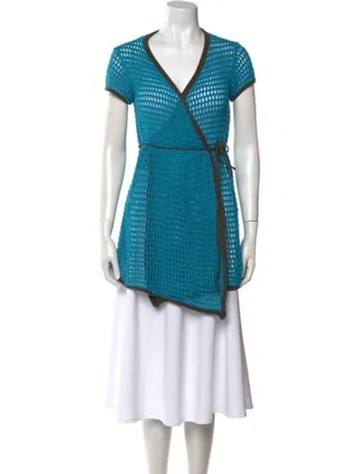 Pre-owned Staud Striped V-neck Sweater In Blue