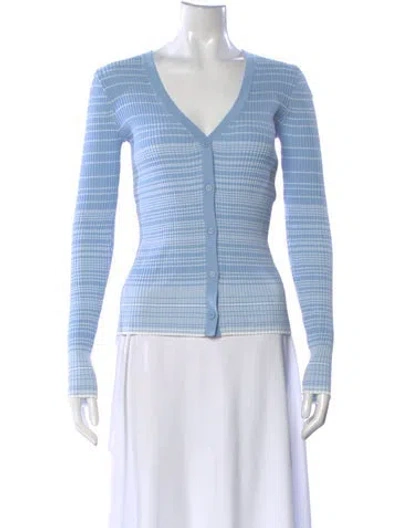 Pre-owned Staud Striped V-neck Sweater In Blue