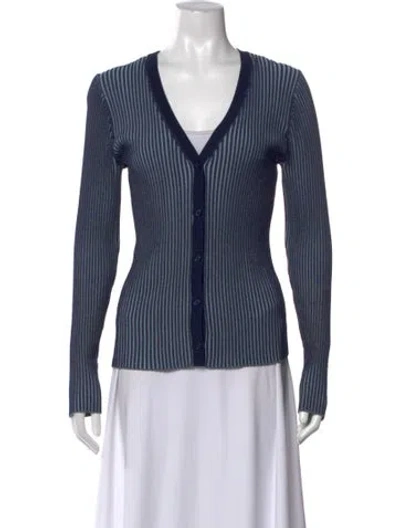 Pre-owned Staud Striped V-neck Sweater In Blue