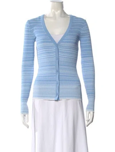 Pre-owned Staud Striped V-neck Sweater In Blue