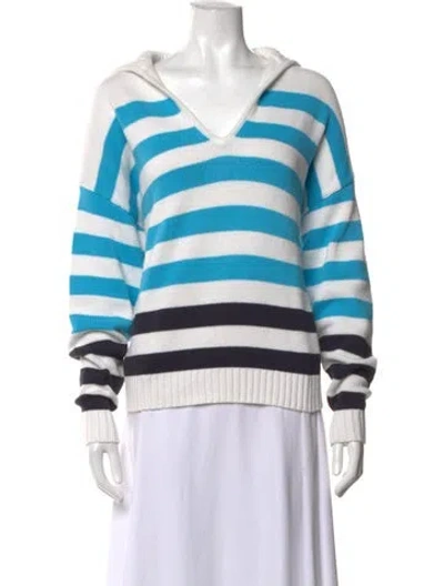 Pre-owned Staud Striped V-neck Sweater In Blue