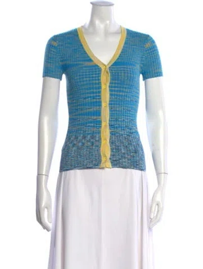 Pre-owned Staud Striped V-neck Sweater In Blue