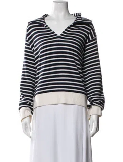 Pre-owned Staud Striped V-neck Sweater In Blue