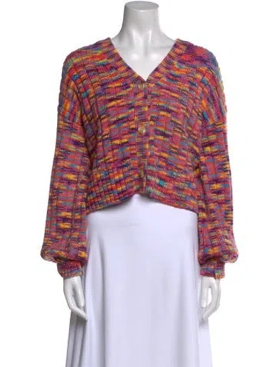 Pre-owned Staud Striped V-neck Sweater In Multi