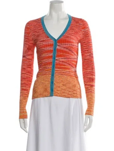 Pre-owned Staud Striped V-neck Sweater In Orange