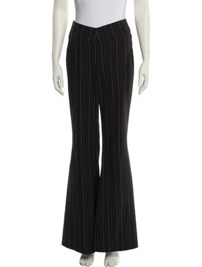 Pre-owned Staud Striped Wide Leg Pants In Black
