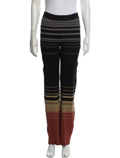 Pre-owned Staud Striped Wide Leg Pants In Black