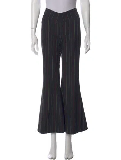 Pre-owned Staud Striped Wide Leg Pants In Black