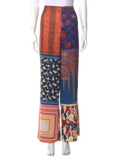 Pre-owned Staud Striped Wide Leg Pants In Blue