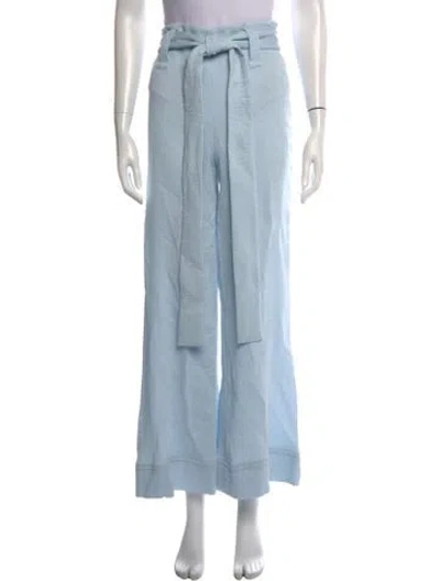 Pre-owned Staud Striped Wide Leg Pants In Blue