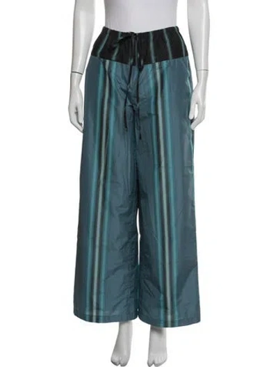 Pre-owned Staud Striped Wide Leg Pants In Blue