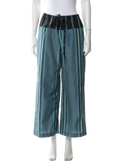 Pre-owned Staud Striped Wide Leg Pants In Blue