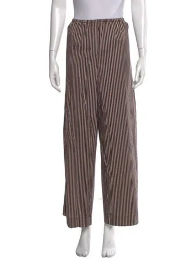 Pre-owned Staud Striped Wide Leg Pants In Brown