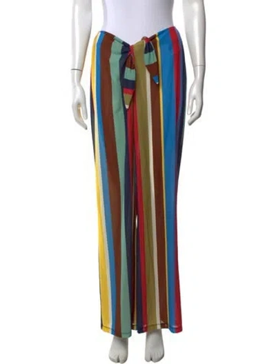 Pre-owned Staud Striped Wide Leg Pants In Brown