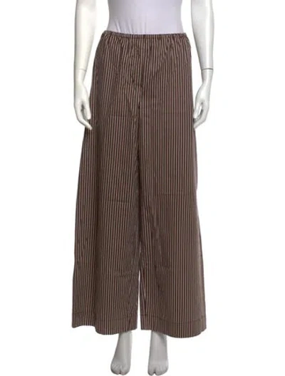 Pre-owned Staud Striped Wide Leg Pants In Brown