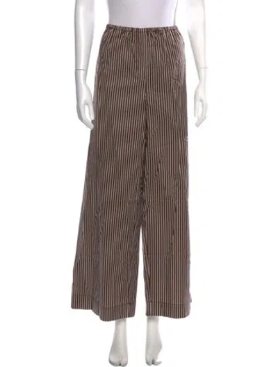 Pre-owned Staud Striped Wide Leg Pants In Brown