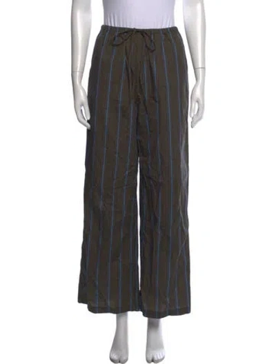 Pre-owned Staud Striped Wide Leg Pants In Green