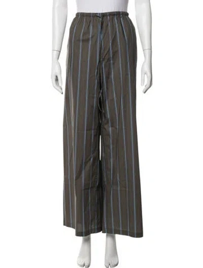 Pre-owned Staud Striped Wide Leg Pants In Green