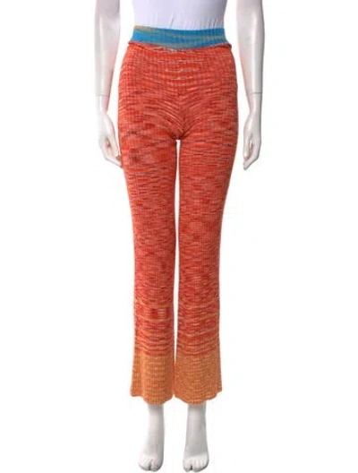 Pre-owned Staud Striped Wide Leg Pants In Orange