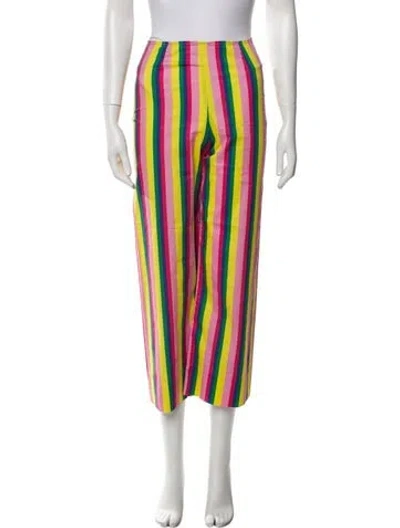 Pre-owned Staud Striped Wide Leg Pants In Pink