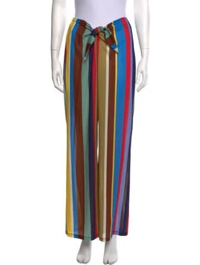 Pre-owned Staud Striped Wide Leg Pants W/ Tags In Multicolor