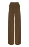 Staud Stroll Crepe Straight-leg Pants In Brown