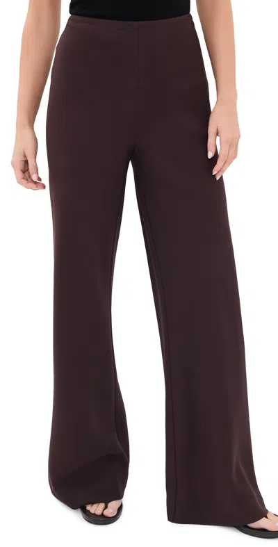 Staud Stroll Silk-dupioni Wide-leg Pants In Brown