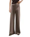 Staud Stroll Wide Leg Stretch Silk Pants In Brown