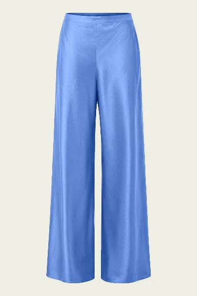 Staud Stroll Silk Pant In Coast In Blue