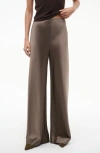 Staud Stroll Wide Leg Stretch Silk Pants In Neutral