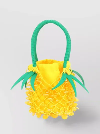 Staud Structured Handle Cross-body Bag With Textured Exterior In Pineapple Pine