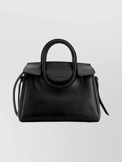 Staud Structured Textured Top Handle Shoulder Bag In Black