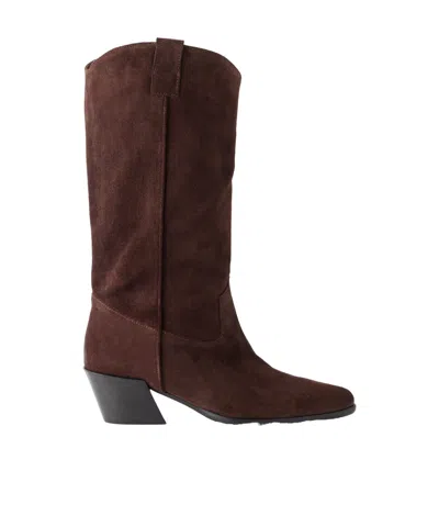 Staud 55mm Monty Suede Cowboy Boots In Brown