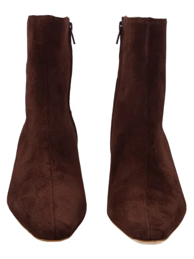 Staud Suede Ankle Boots With Square Toe And Block Heel In Black
