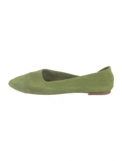 Pre-owned Staud Suede Ballet Flats In Green