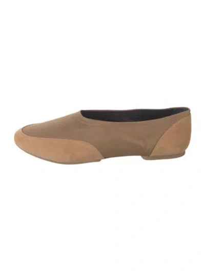 Pre-owned Staud Suede Ballet Flats W/ Tags In Neutral