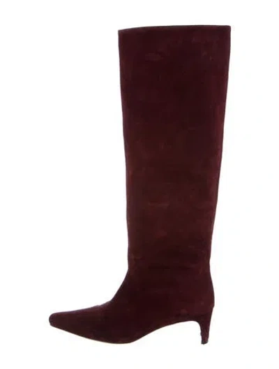 Pre-owned Staud Suede Boots In Burgundy