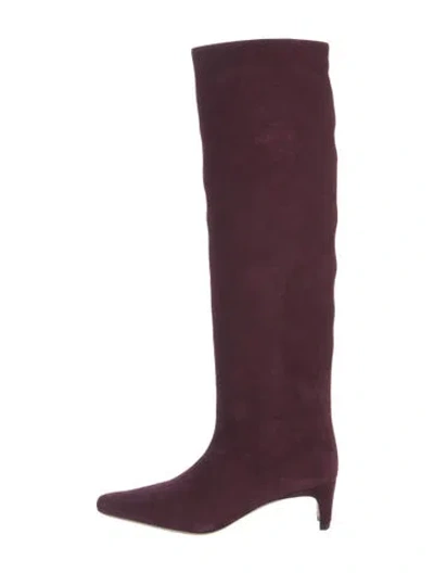 Pre-owned Staud Suede Boots In Burgundy