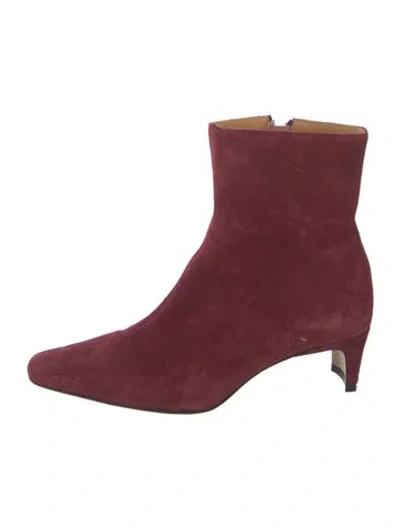 Pre-owned Staud Suede Boots In Burgundy
