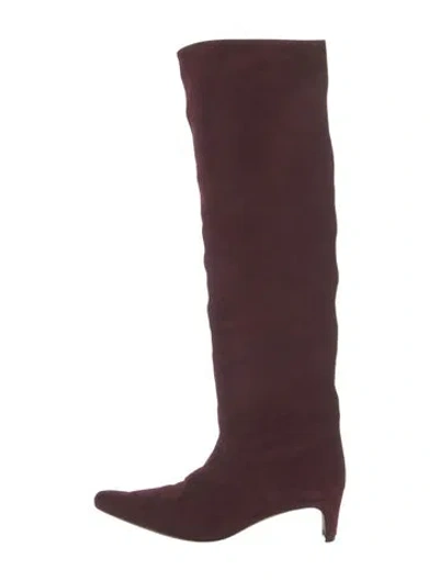 Pre-owned Staud Suede Boots In Burgundy