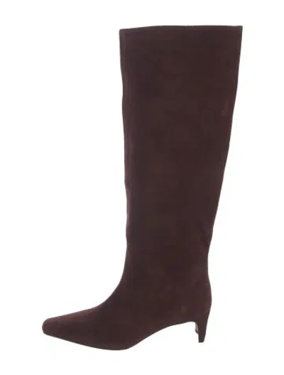 Pre-owned Staud Suede Boots In Burgundy