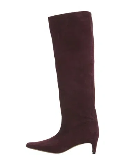 Pre-owned Staud Suede Boots In Burgundy