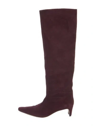 Pre-owned Staud Suede Boots In Burgundy