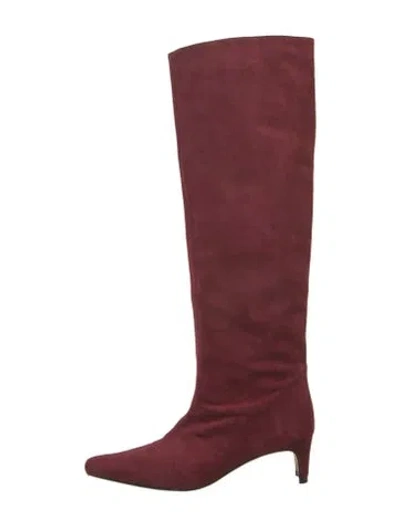 Pre-owned Staud Suede Boots In Burgundy